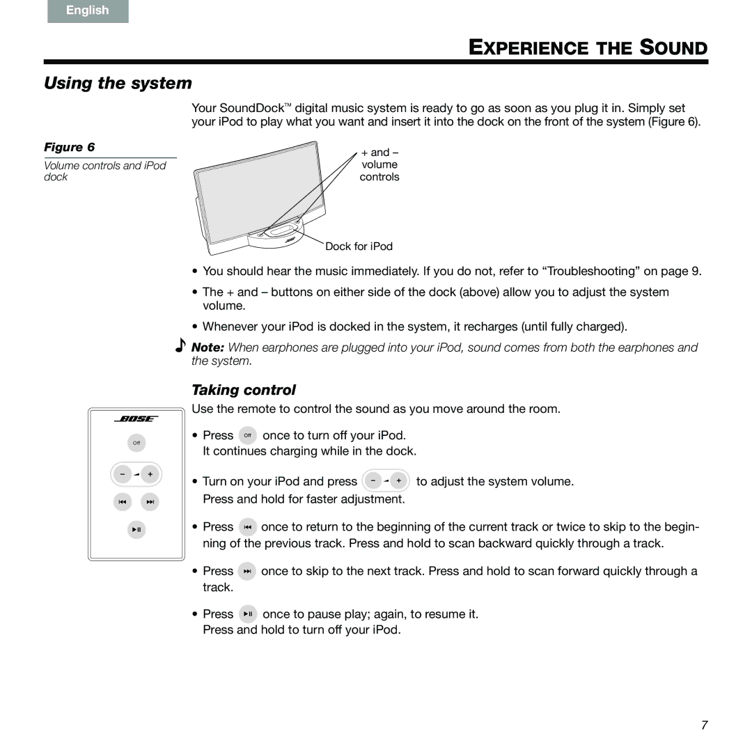 Bose 89, 336 manual Experience the Sound, Using the system, Taking control 