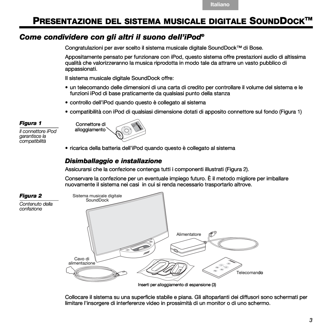 Bose 336 manual Presentazione Del Sistema Musicale Digitale Sounddocktm, Come condividere con gli altri il suono dell’iPod 