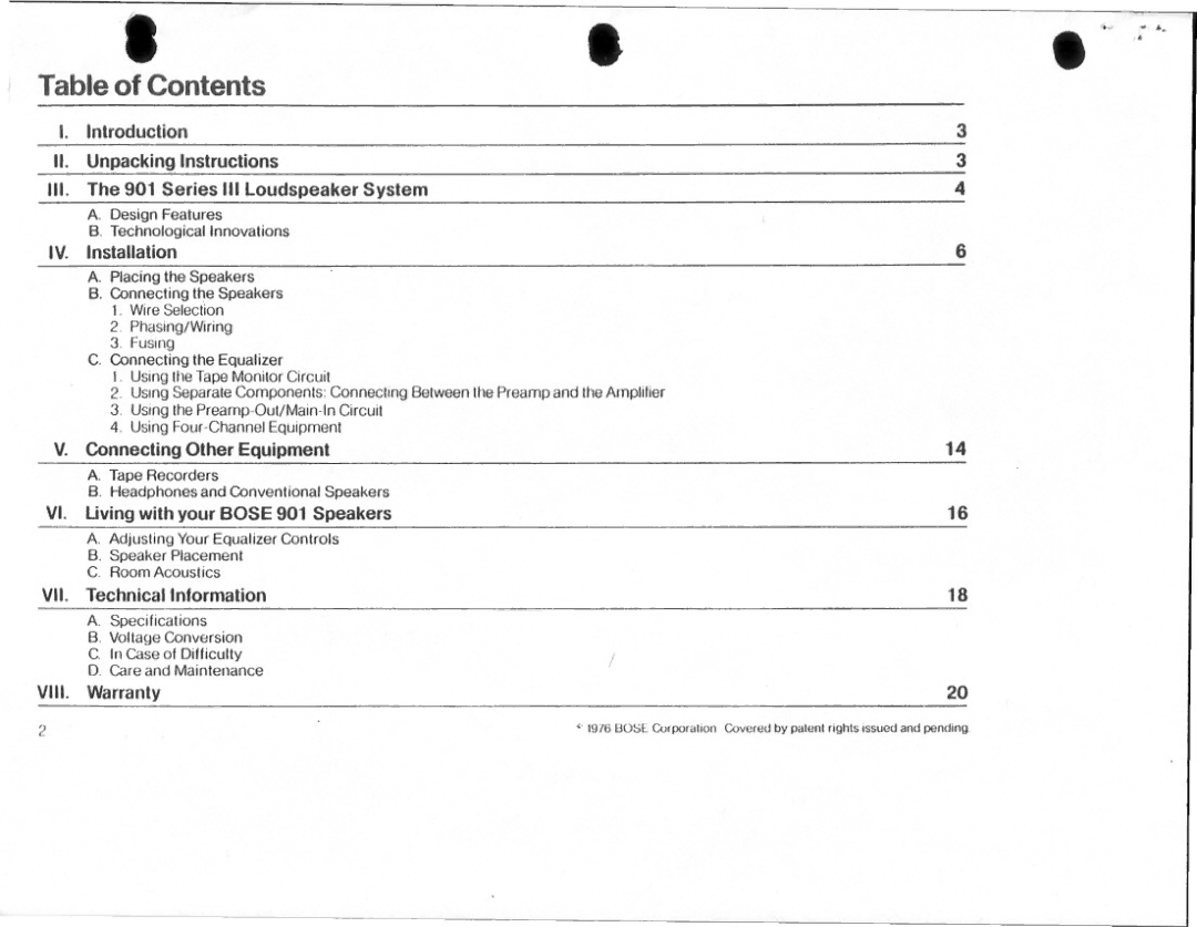 Bose 901 Series III manual 