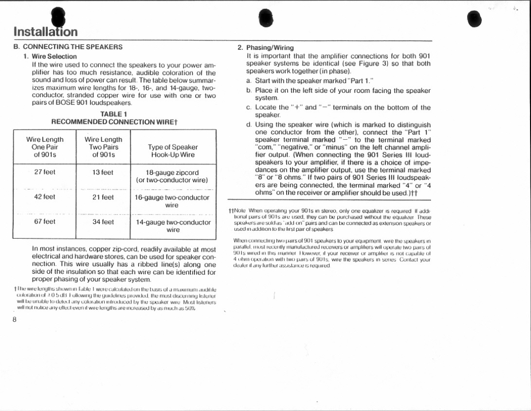 Bose 901 Series III manual 