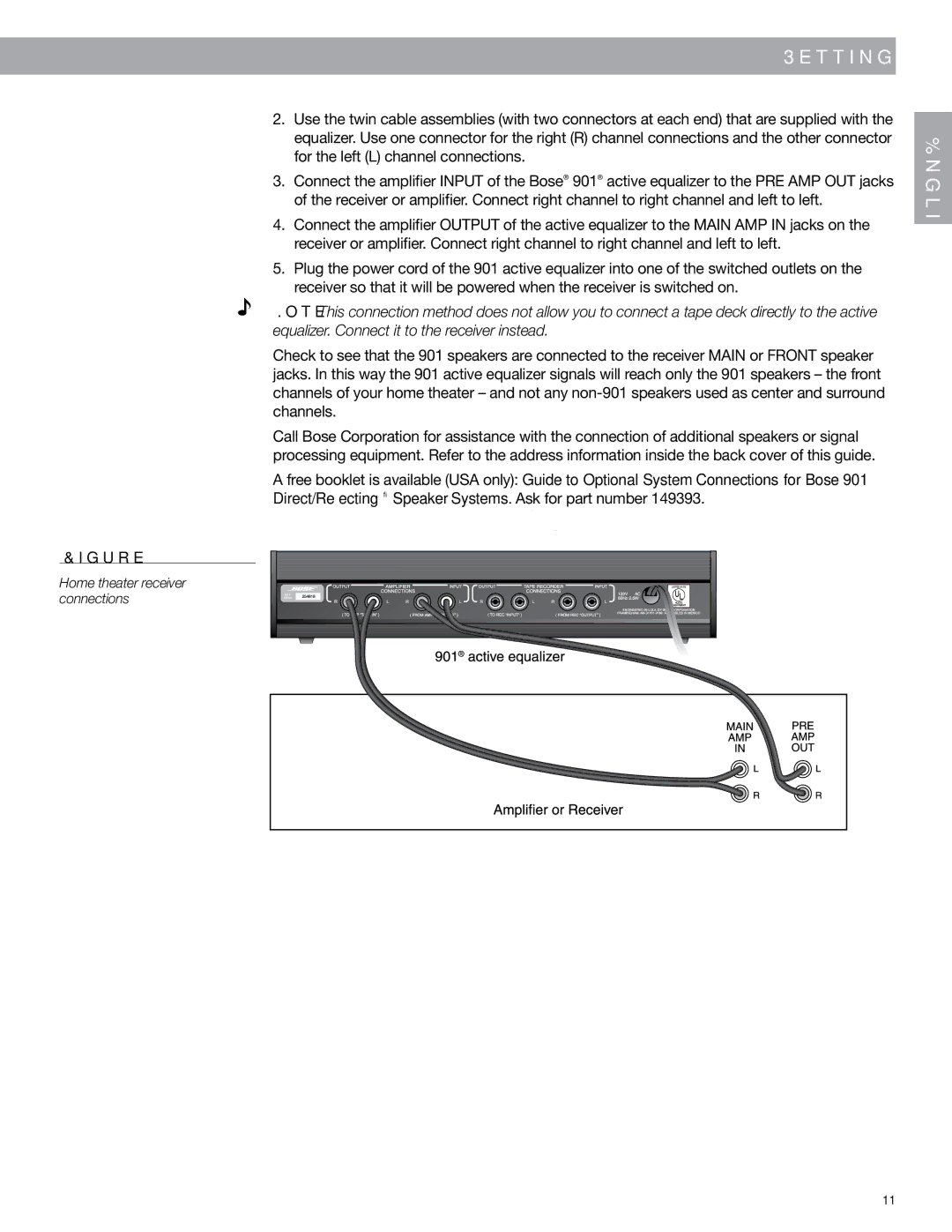 Bose 901 Series VI, 149393 manual Home theater receiver connections 