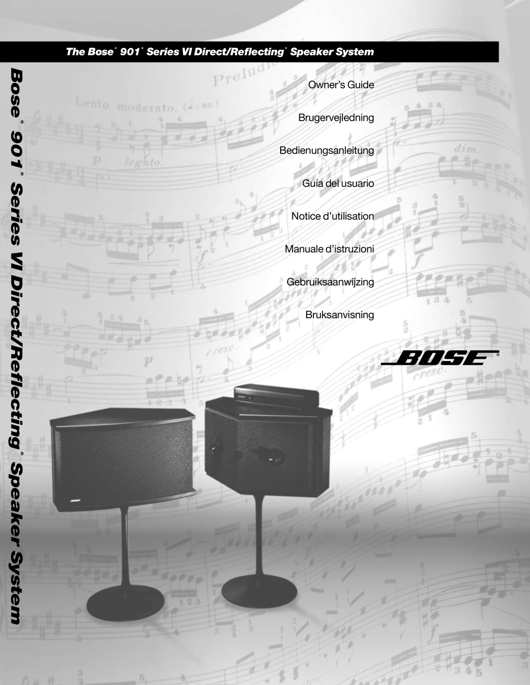 Bose 149393 manual Bose 901 Series VI Direct/Reflecting, Speaker System, Owner’s Guide Brugervejledning 