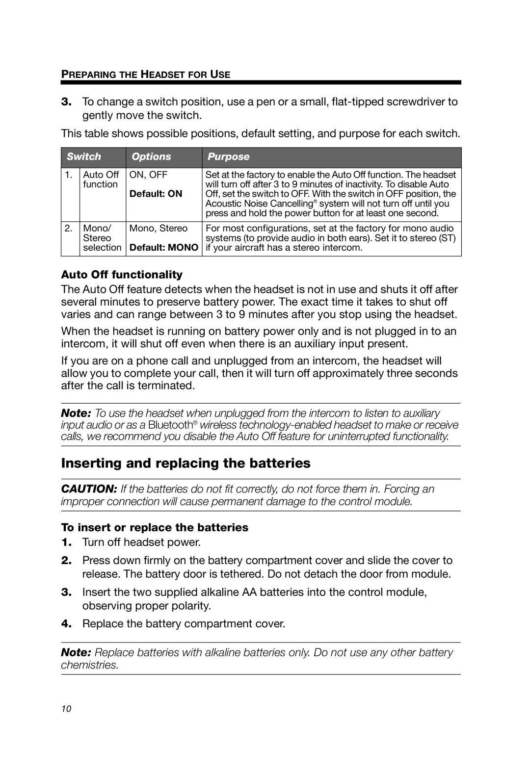 Bose A20 manual Inserting and replacing the batteries, Auto Off functionality, To insert or replace the batteries 