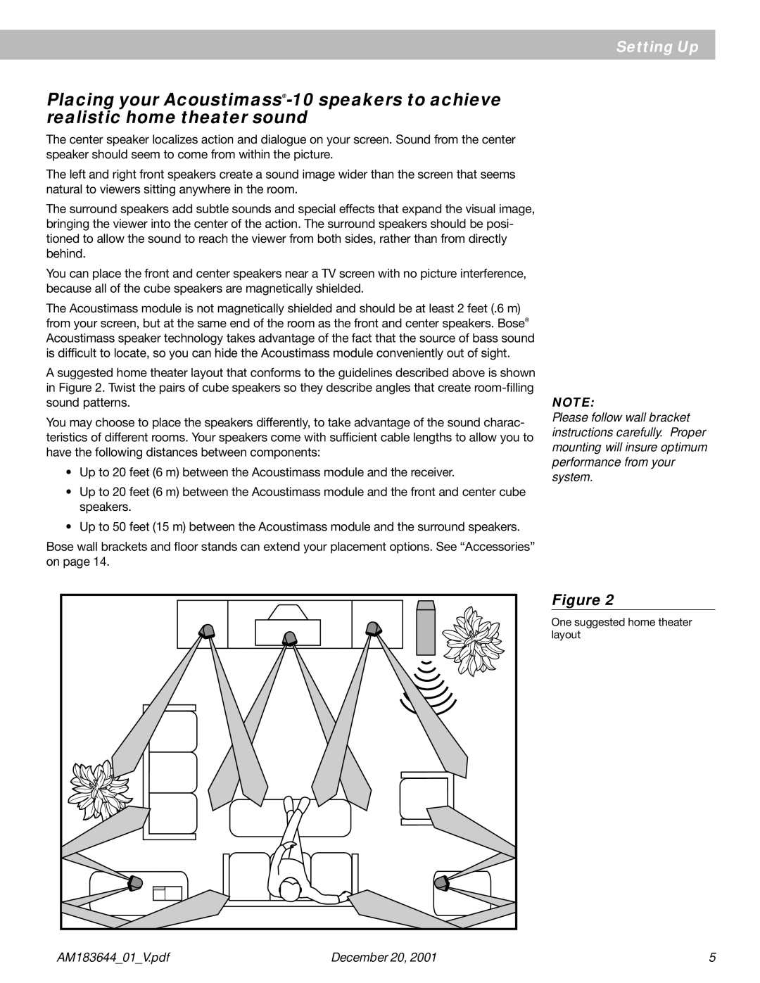 Bose Acoustimass - 10 manual One suggested home theater layout 