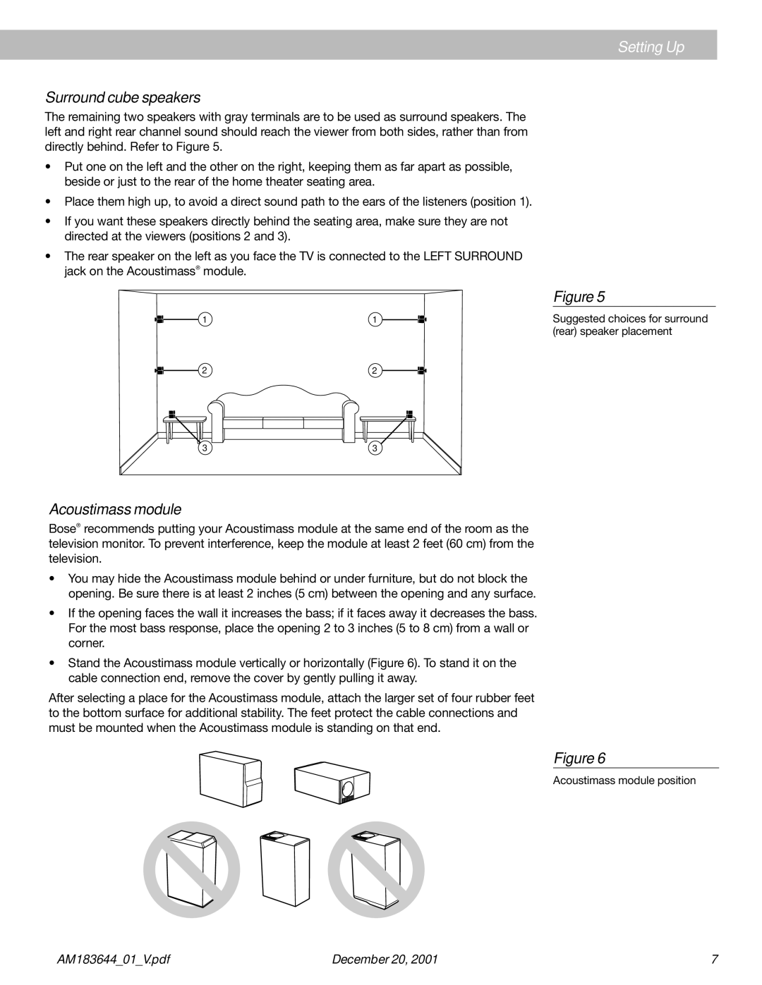 Bose Acoustimass - 10 manual Surround cube speakers, Acoustimass module 