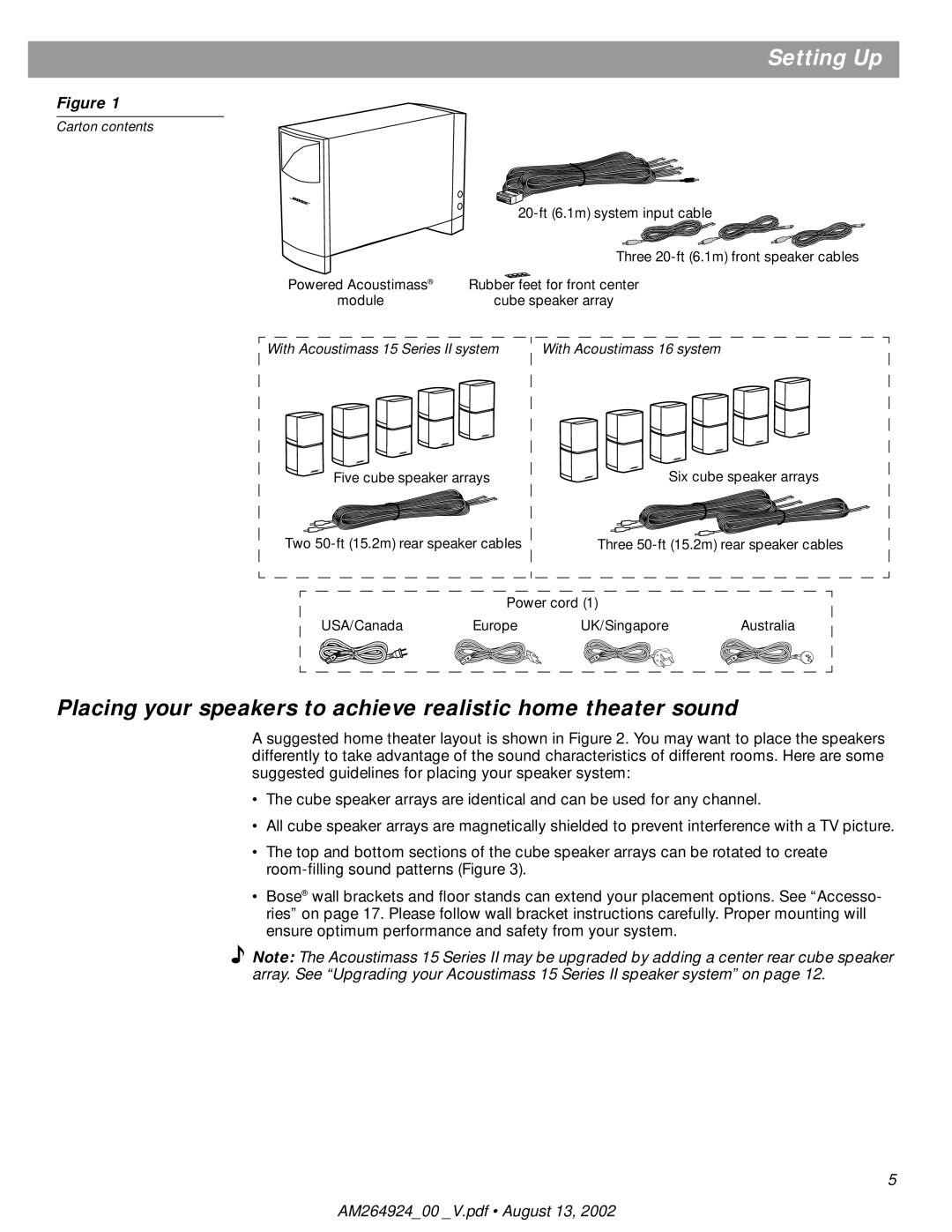 Bose 15, Acoustimass 16 manual Carton contents 