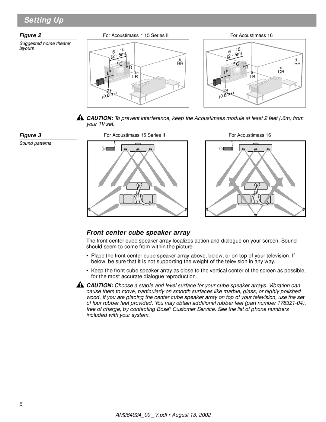 Bose Acoustimass 16, 15 manual Front center cube speaker array 