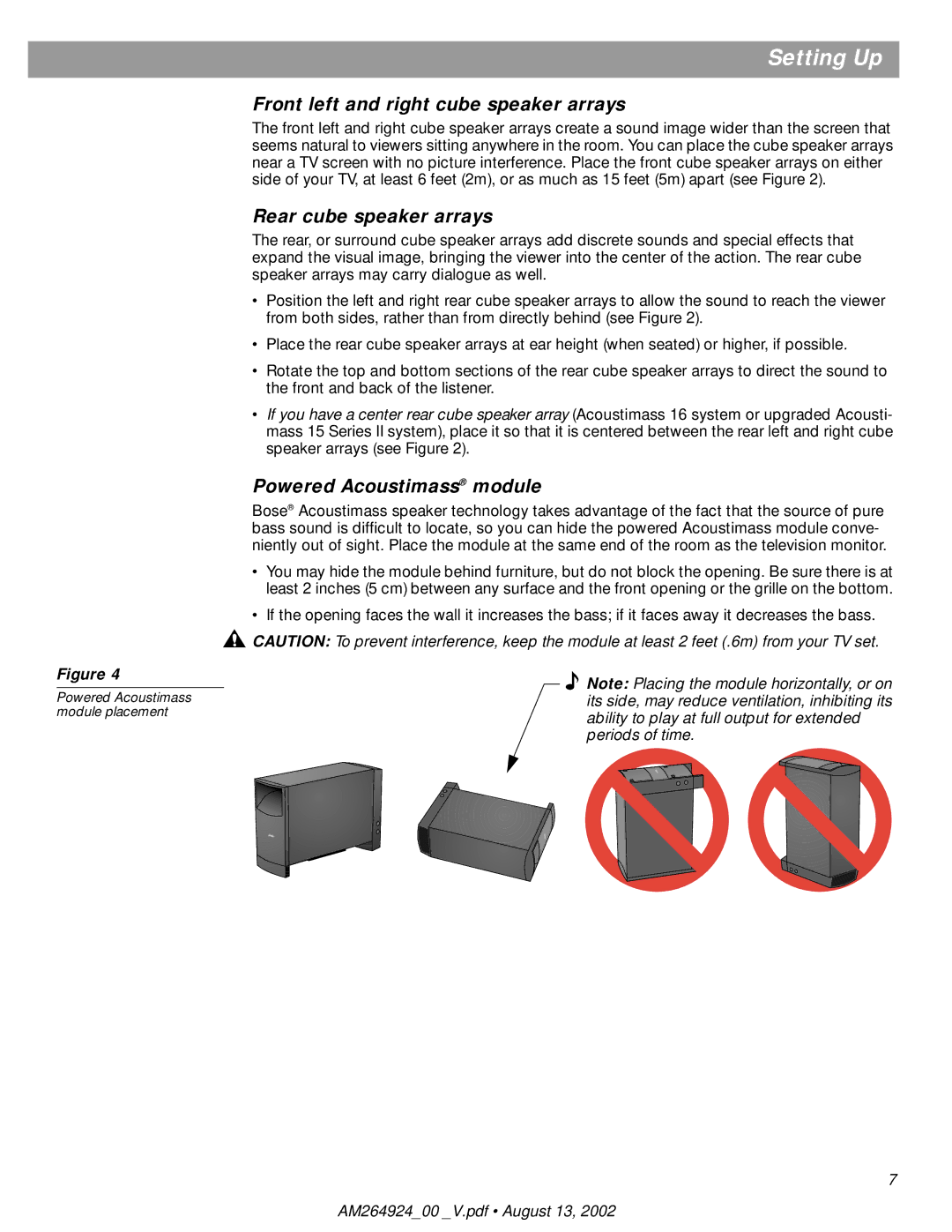 Bose 15, Acoustimass 16 Front left and right cube speaker arrays, Rear cube speaker arrays, Powered Acoustimass module 