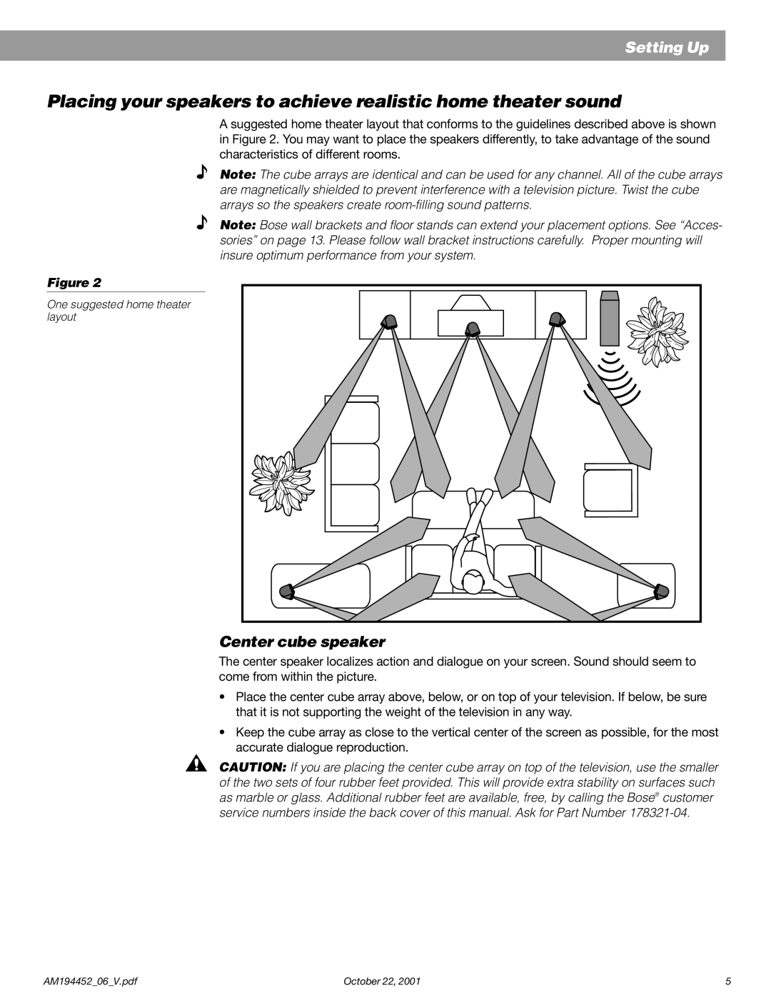 Bose Acoustimass manual Center cube speaker 