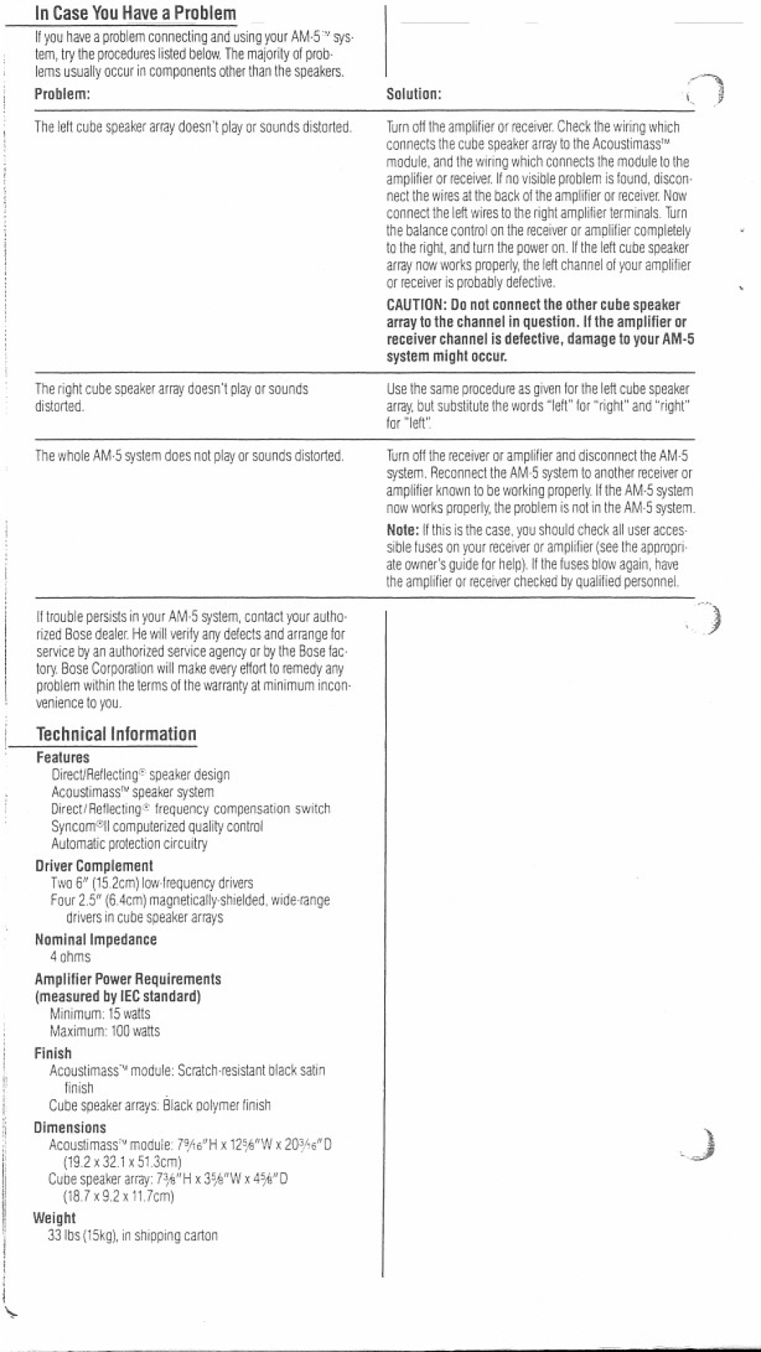 Bose AM-5 manual 