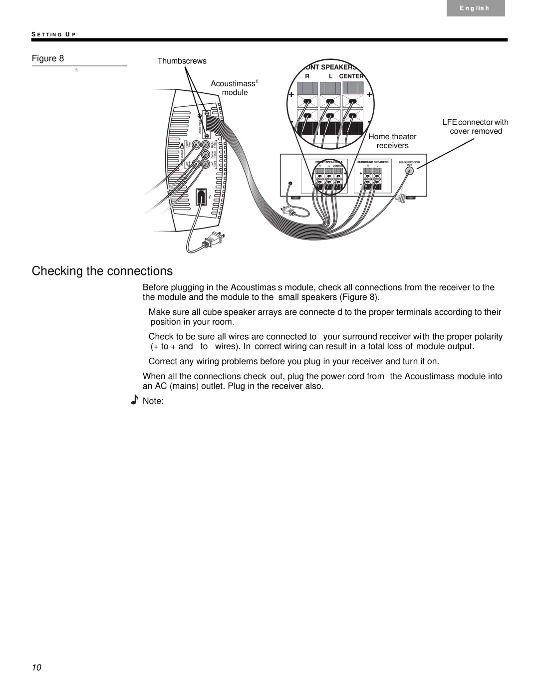 Bose 6 Series II, AM10SERIVB manual Checking the connections 