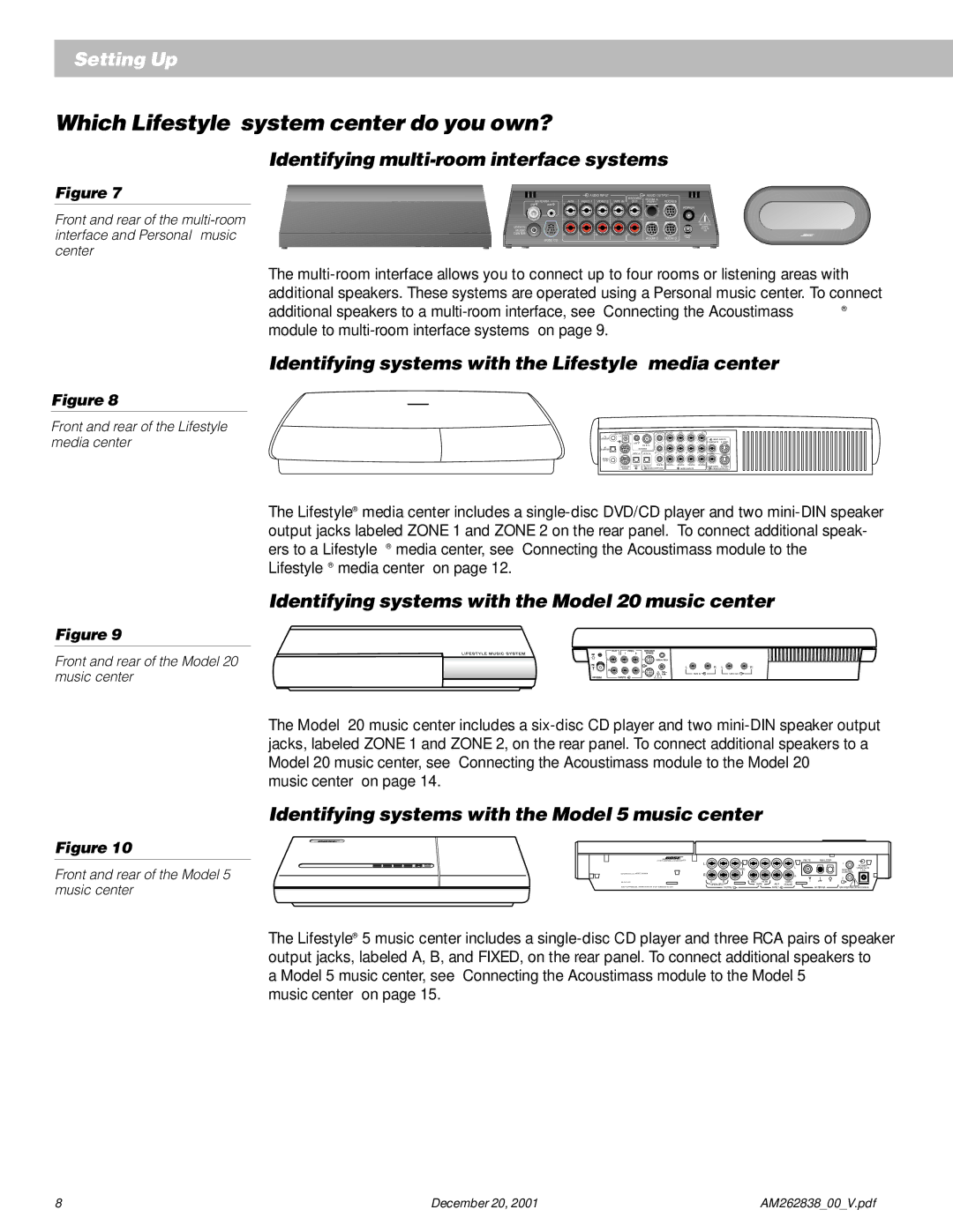 Bose AM262838_00_V manual Which Lifestyle system center do you own?, Identifying multi-room interface systems 