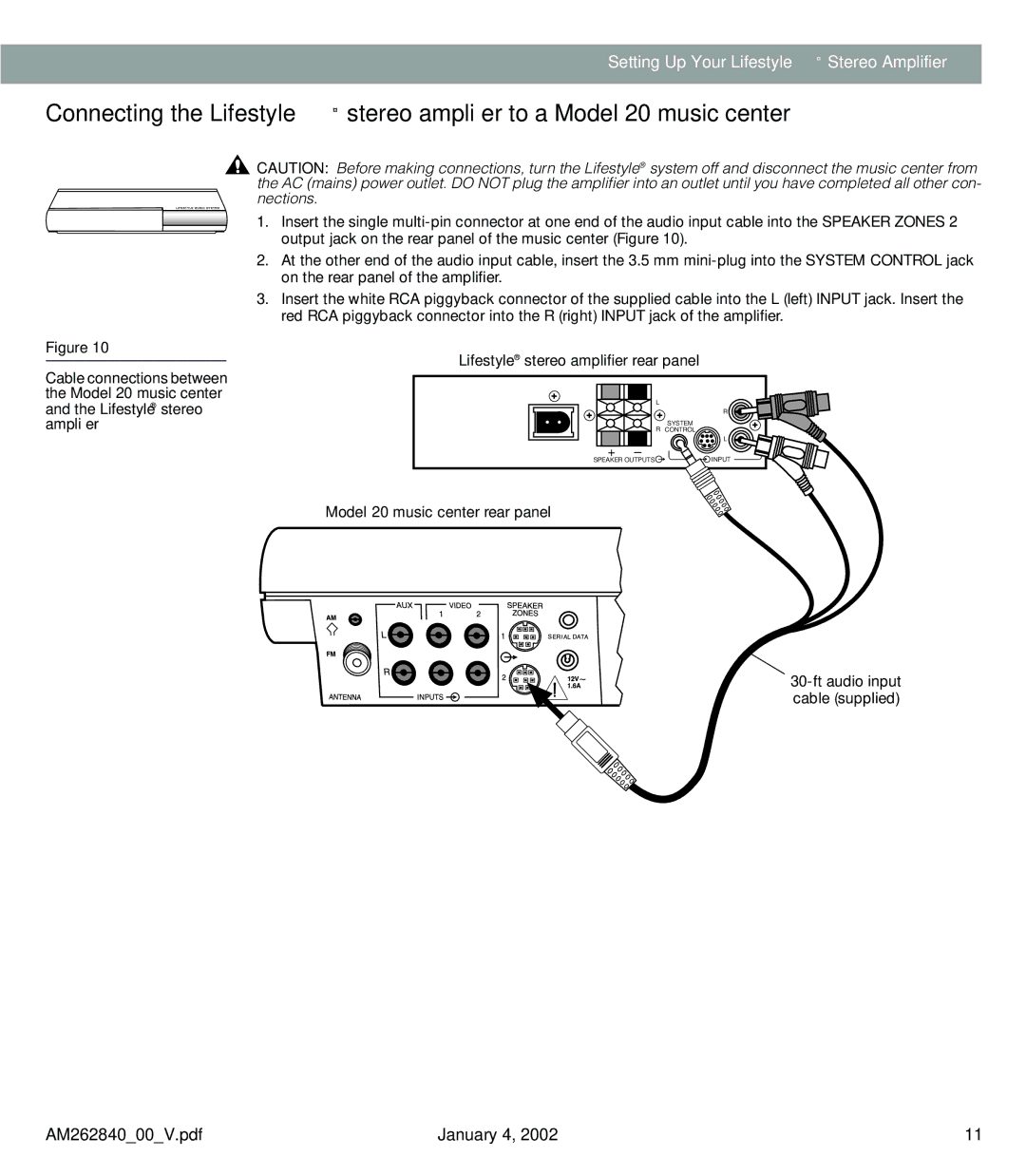 Bose AM262840 manual Input Speaker Outputs 