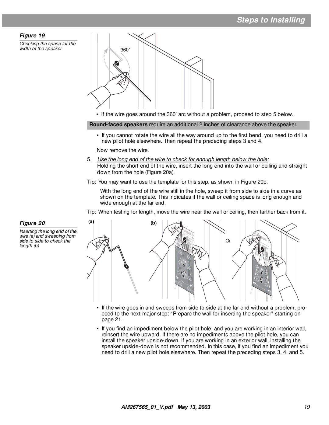 Bose AM267565 manual Checking the space for the width of the speaker 