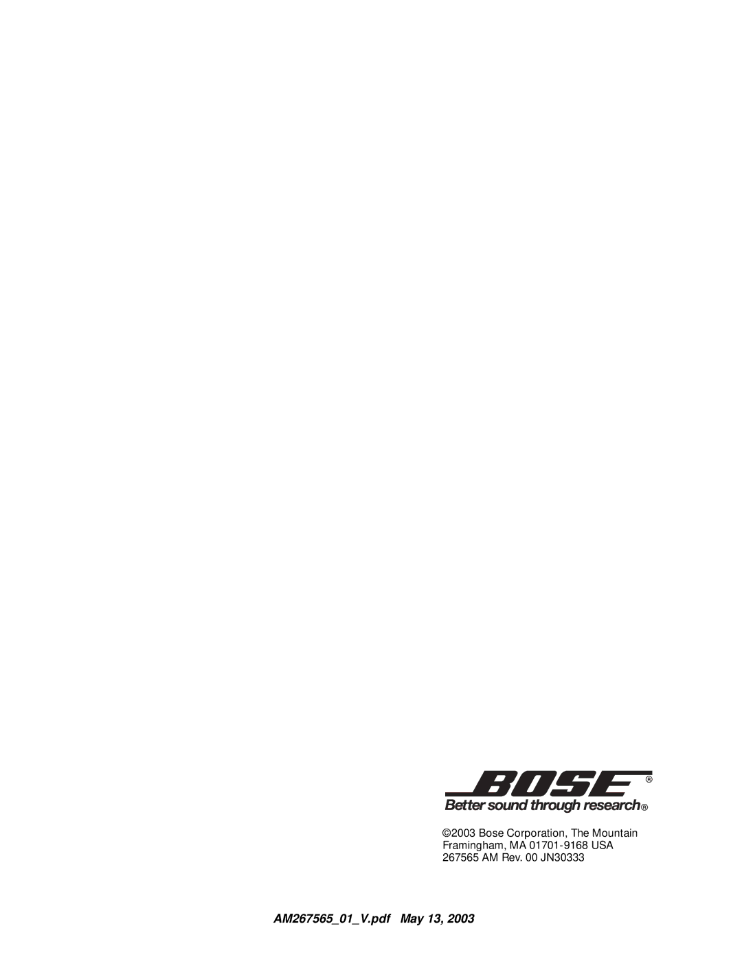 Bose AM267565 manual 