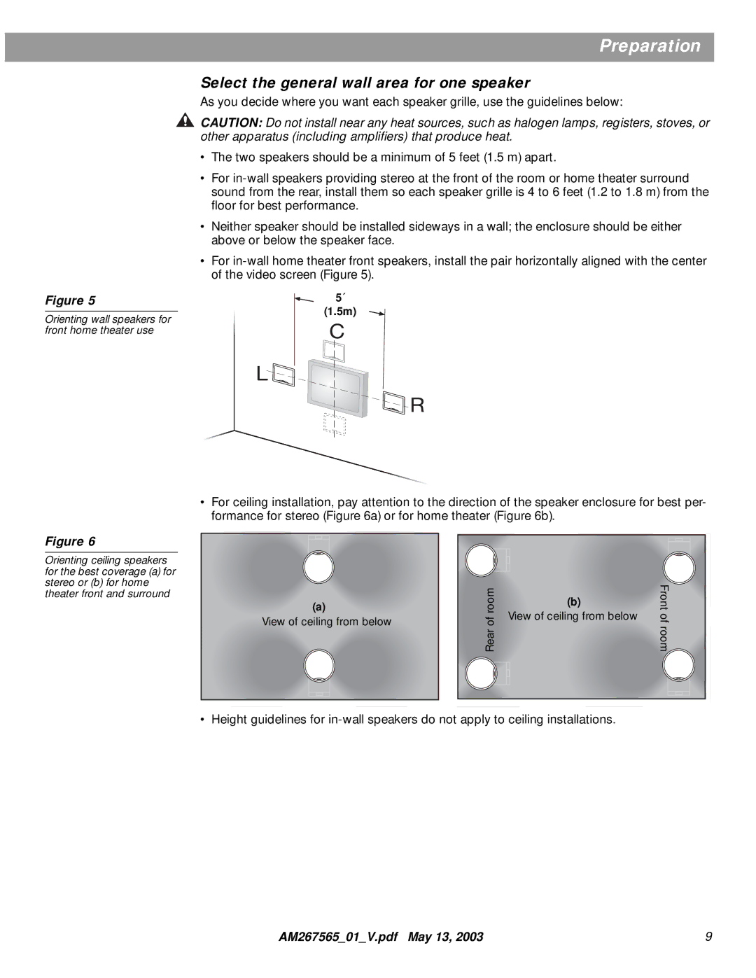 Bose AM267565 manual Select the general wall area for one speaker 