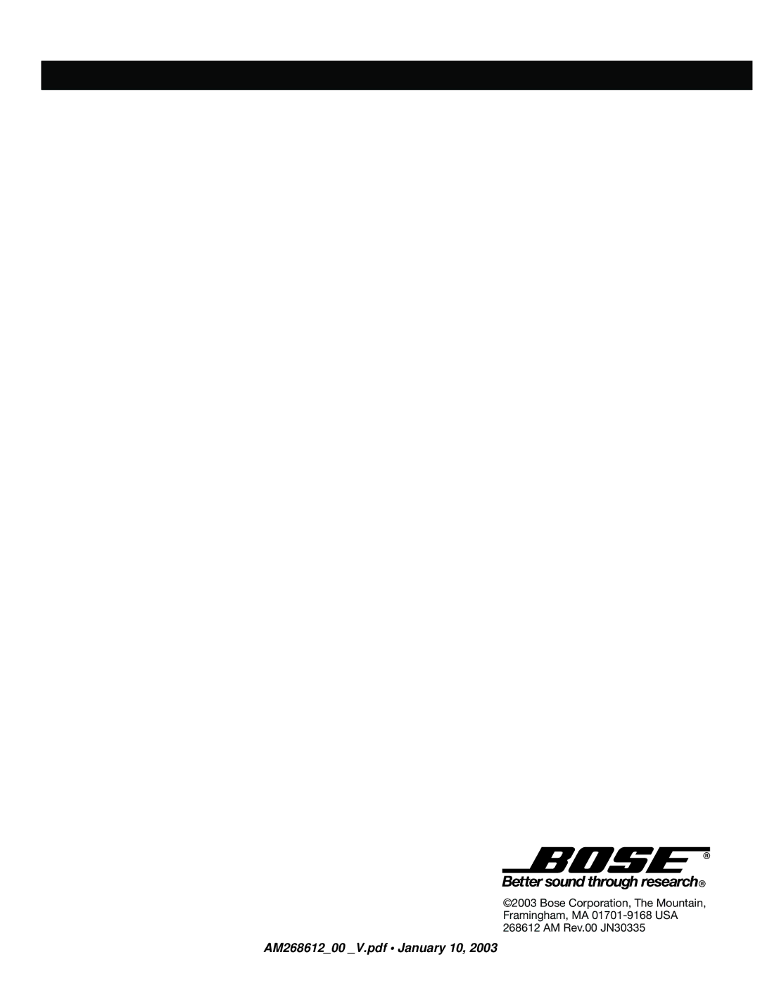 Bose am268612_00_v manual 