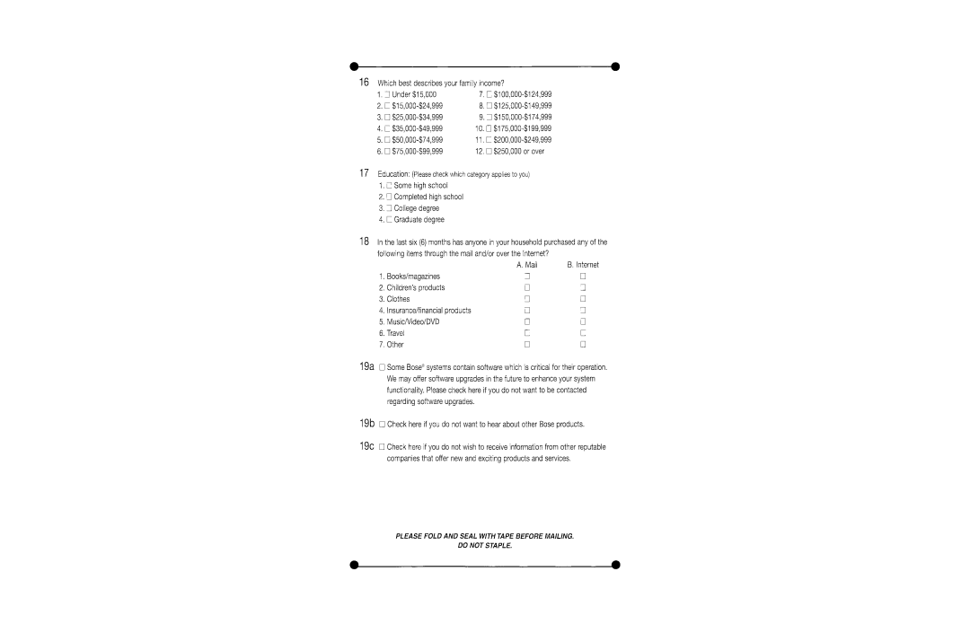 Bose am268612_00_v manual Which best describes your family income? 