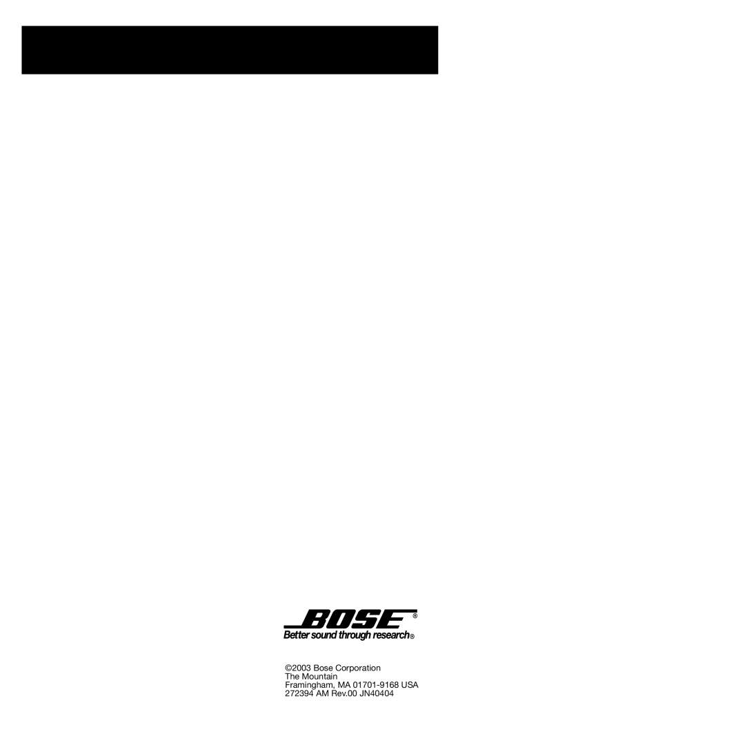 Bose AM272394 manual 