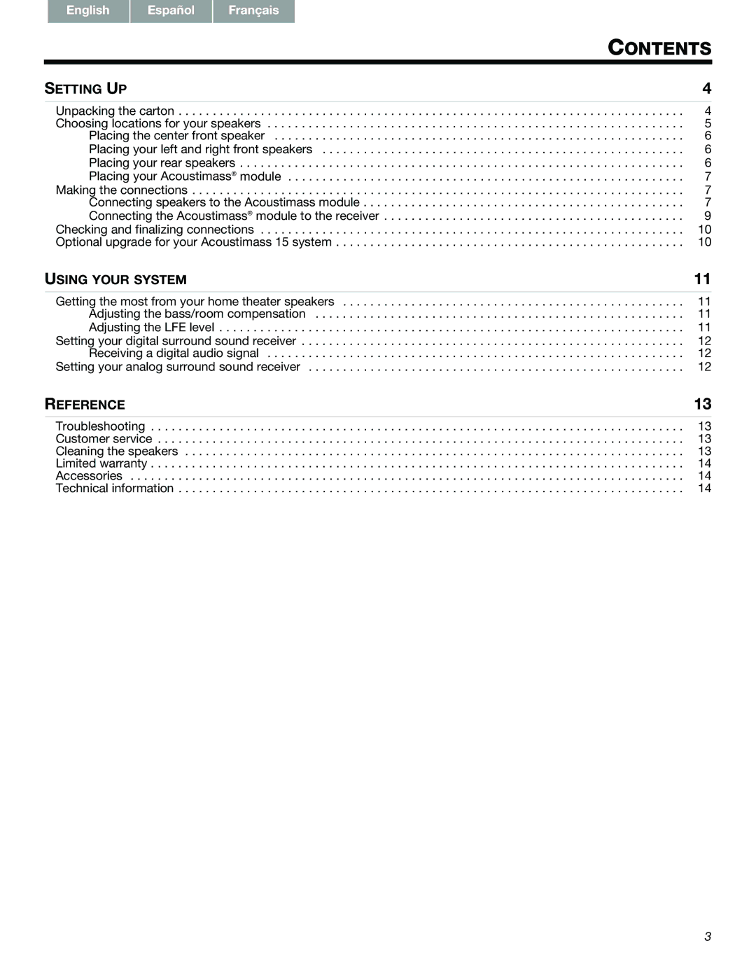 Bose AM293692, CCM-003041 manual Contents 