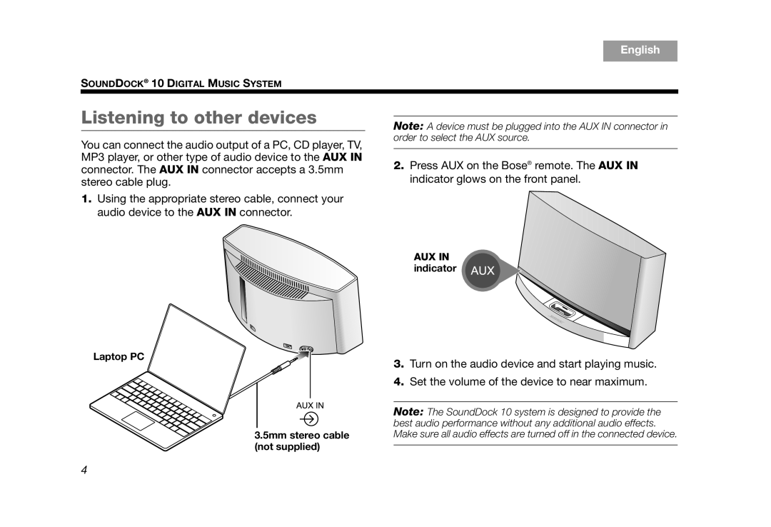 Bose AM314136 manual Listening to other devices 