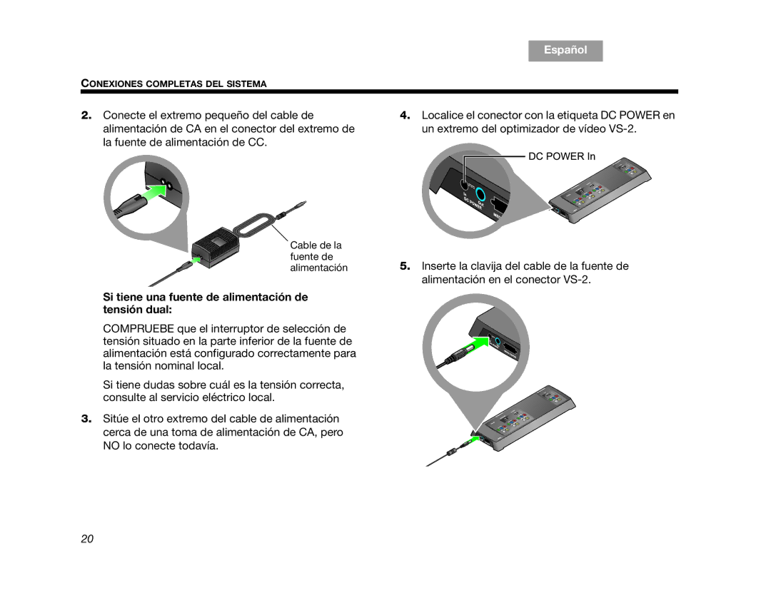 Bose AM314478 manual Si tiene una fuente de alimentación de tensión dual 