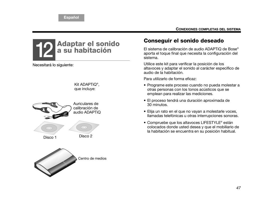 Bose AM314478 manual Adaptar el sonido Su habitación, Conseguir el sonido deseado 