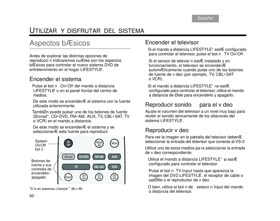 Bose AM314478 manual Aspectos básicos, Encender el sistema, Encender el televisor, Reproducir sonido para el vídeo 