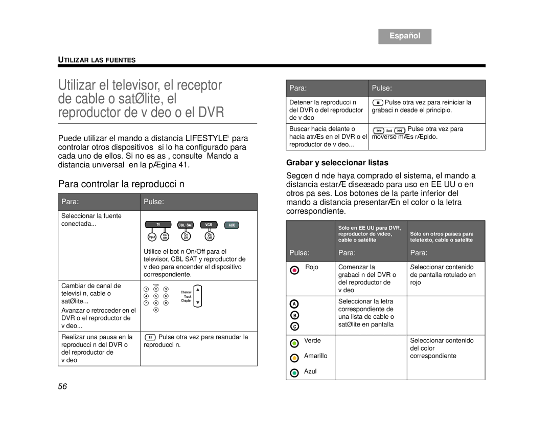 Bose AM314478 manual Grabar y seleccionar listas, Pulse Para 