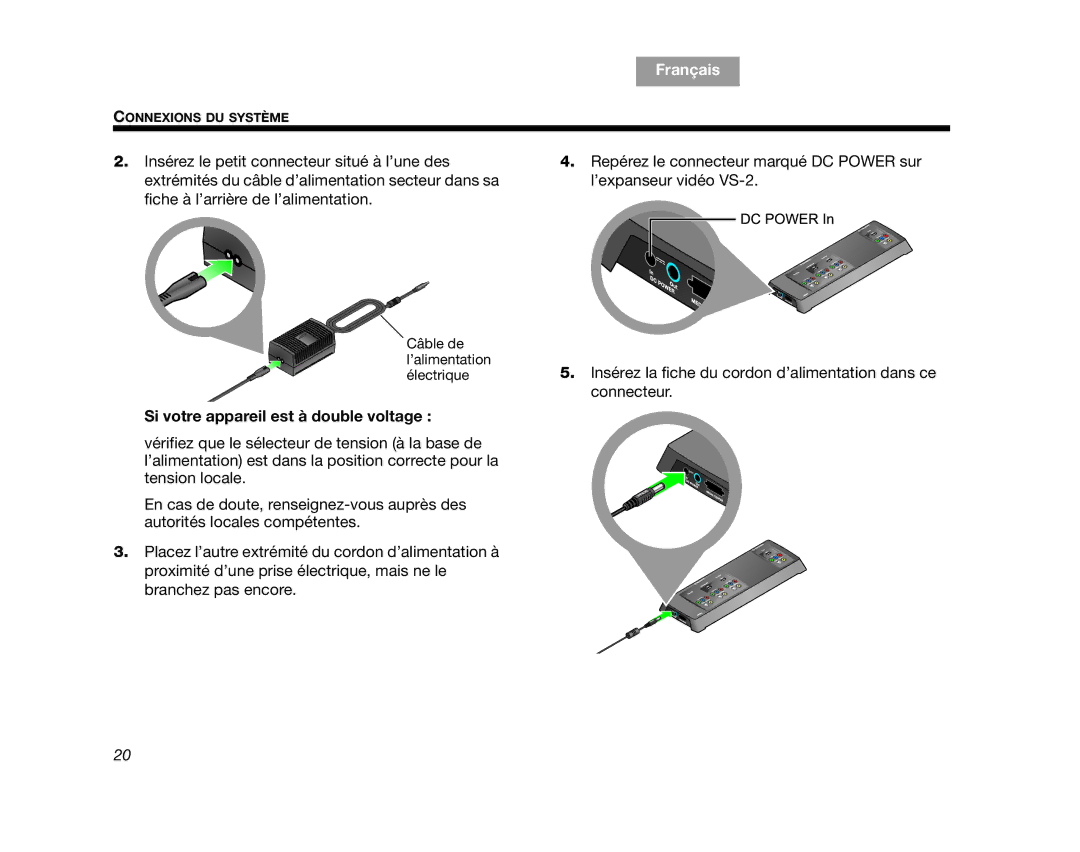 Bose AM314478 manual Si votre appareil est à double voltage 