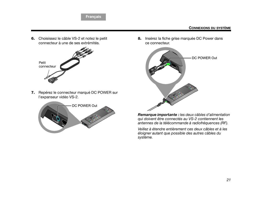 Bose AM314478 manual Petit connecteur 