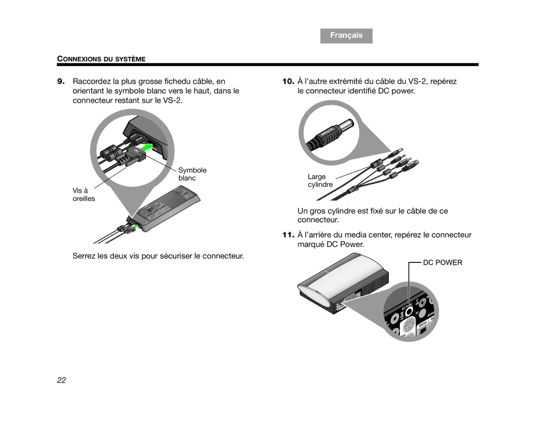 Bose AM314478 manual Serrez les deux vis pour sécuriser le connecteur 