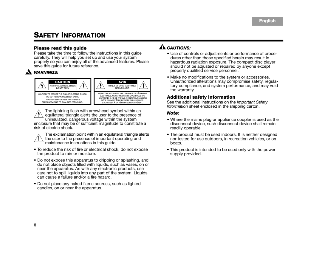 Bose AM314478 manual Please read this guide, Additional safety information 