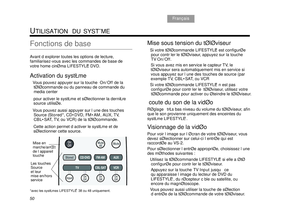 Bose AM314478 manual Fonctions de base, Mise sous tension du téléviseur, Activation du système, Écoute du son de la vidéo 