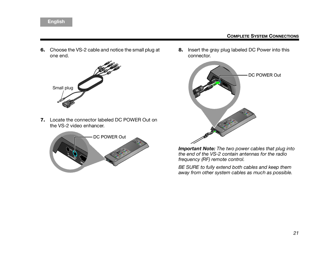 Bose AM314478 manual Small plug 