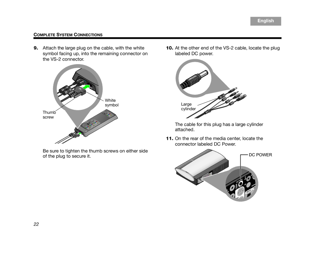 Bose AM314478 manual White symbol Thumb screw 