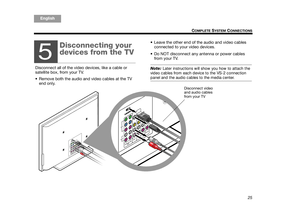 Bose AM314478 manual Disconnecting your Devices from the TV 