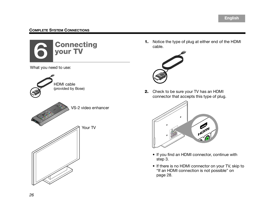 Bose AM314478 manual Connecting Your TV 