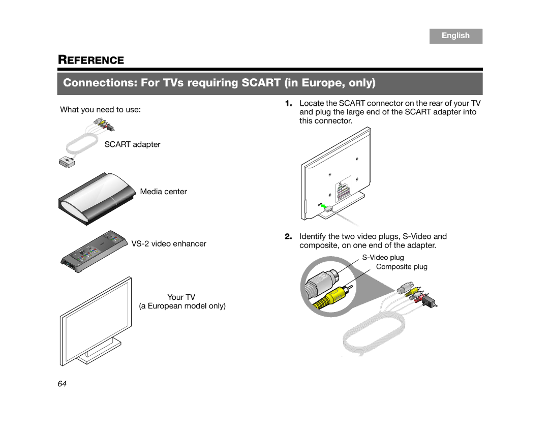 Bose AM314478 manual Connections For TVs requiring Scart in Europe, only 