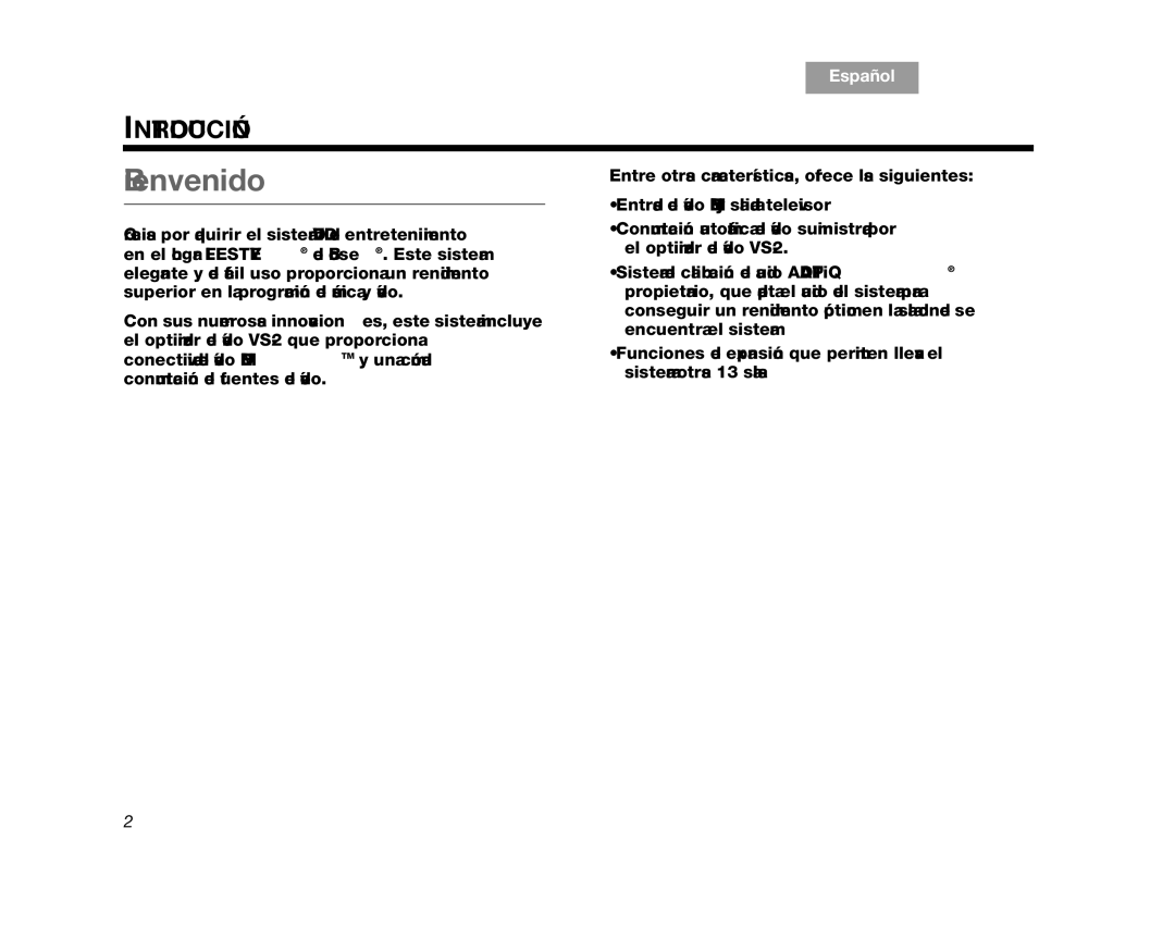 Bose AM314478 manual Bienvenido 