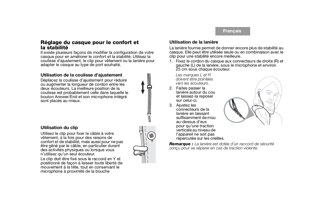 Bose AM316835 manual Réglage du casque pour le confort et la stabilité, Utilisation de la coulisse d’ajustement 