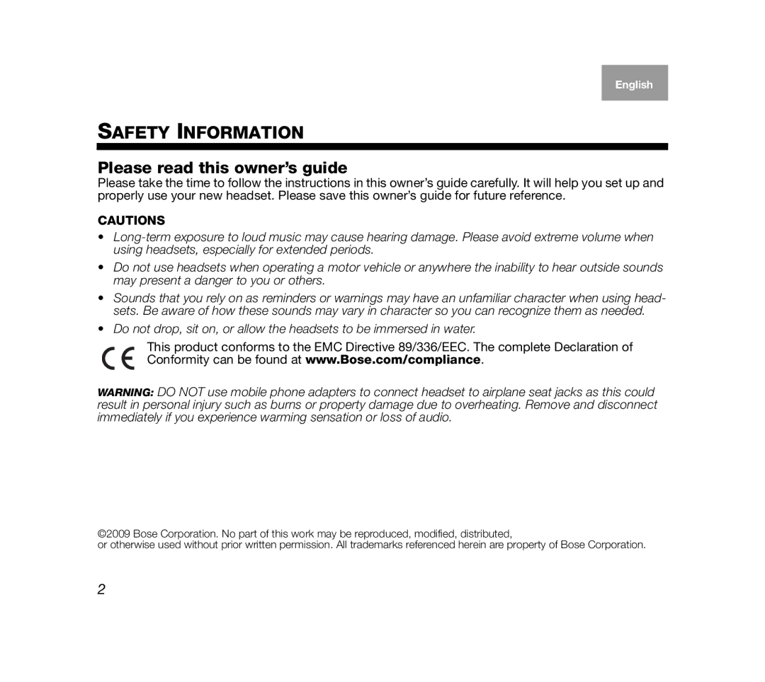 Bose AM319137 manual Safety Information, Please read this owner’s guide 