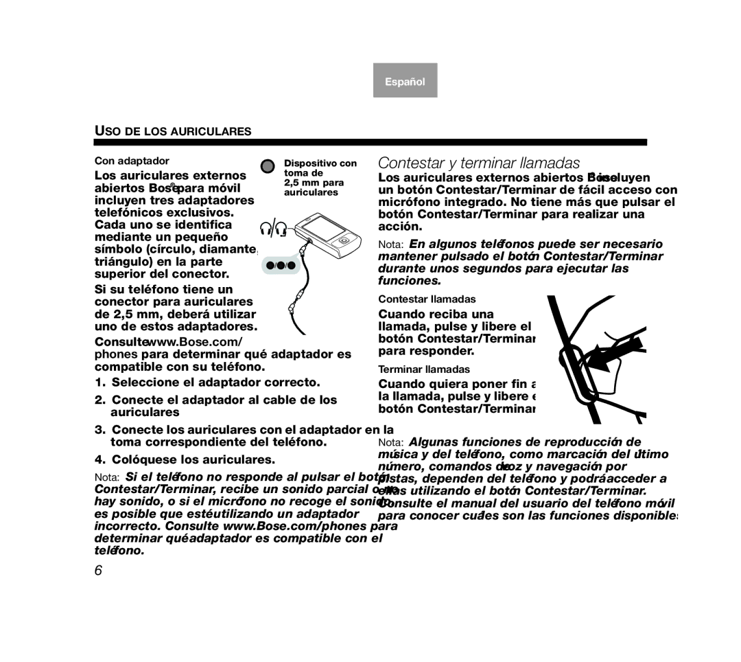Bose AM319137 manual Contestar y terminar llamadas 