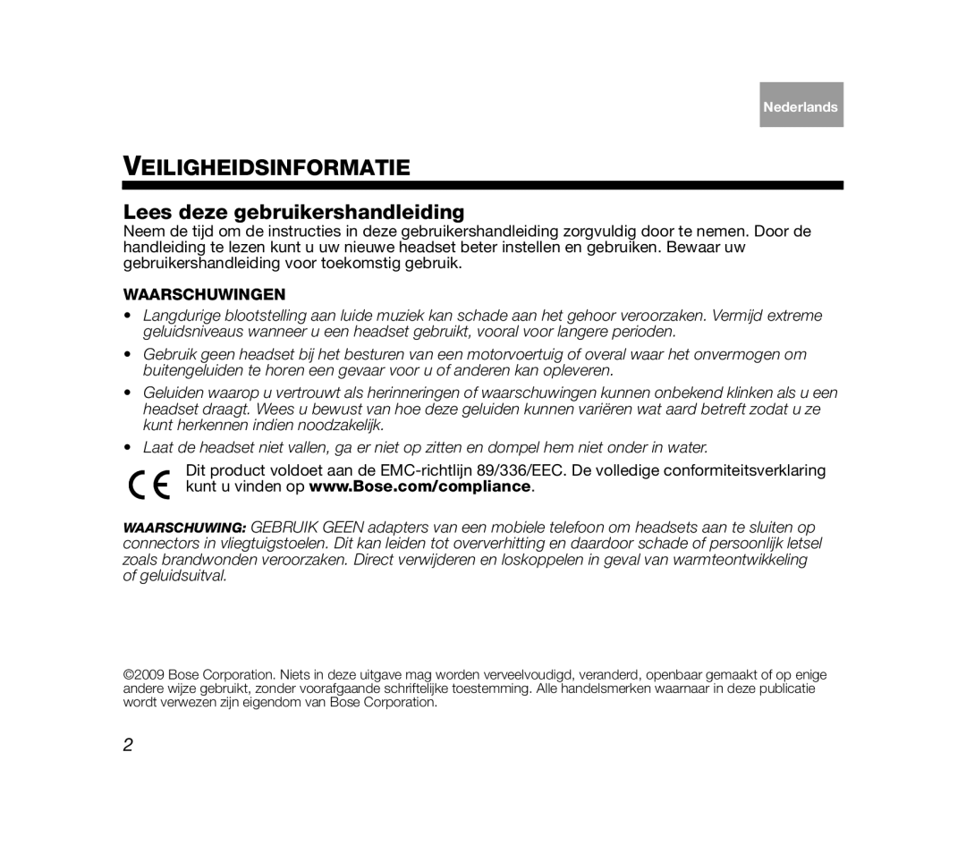 Bose AM319137 manual Veiligheidsinformatie, Lees deze gebruikershandleiding 