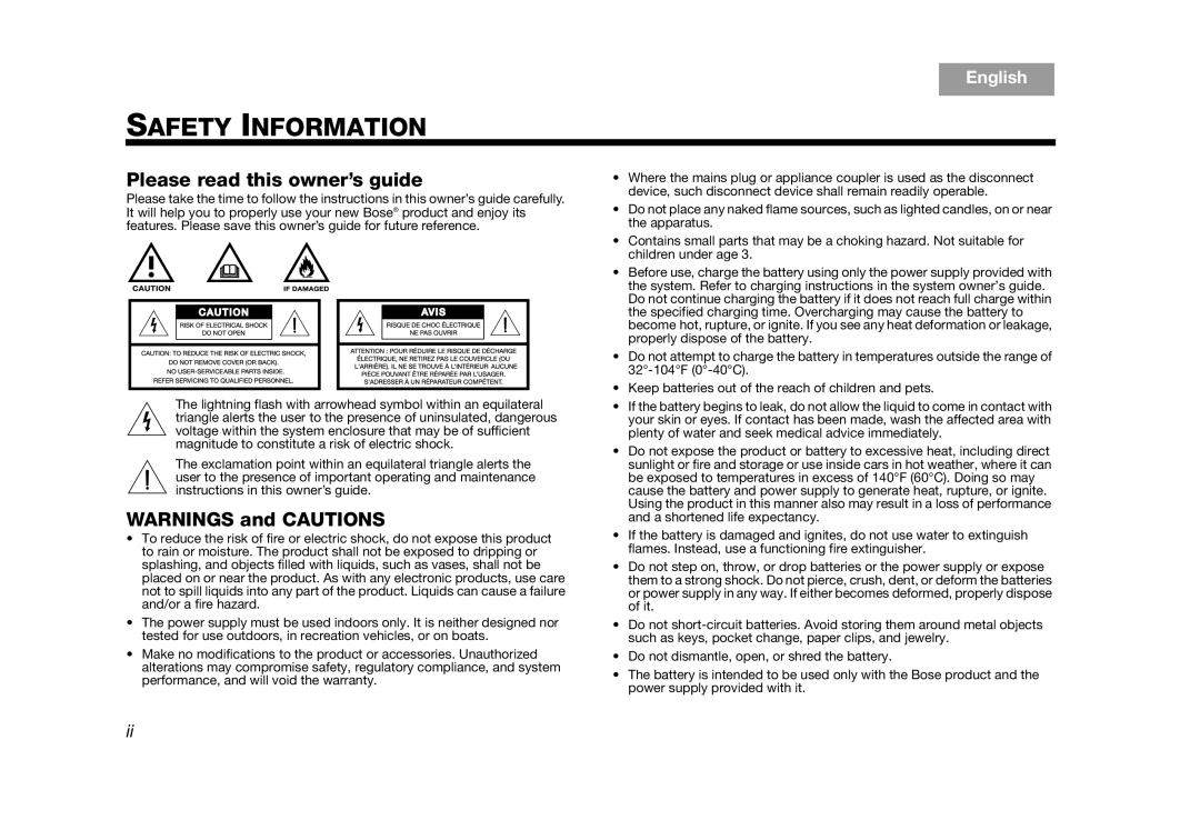 Bose AM319182 manual TAB 8 TAB 7 TAB 6 TAB 5 TAB 4 TAB 3 TAB 2, English 