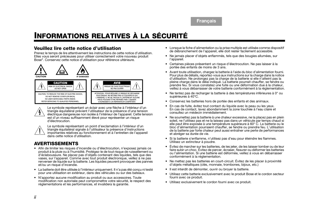 Bose AM319182 manual TAB 7 Français TAB 2, Veuillez lire cette notice d’utilisation 