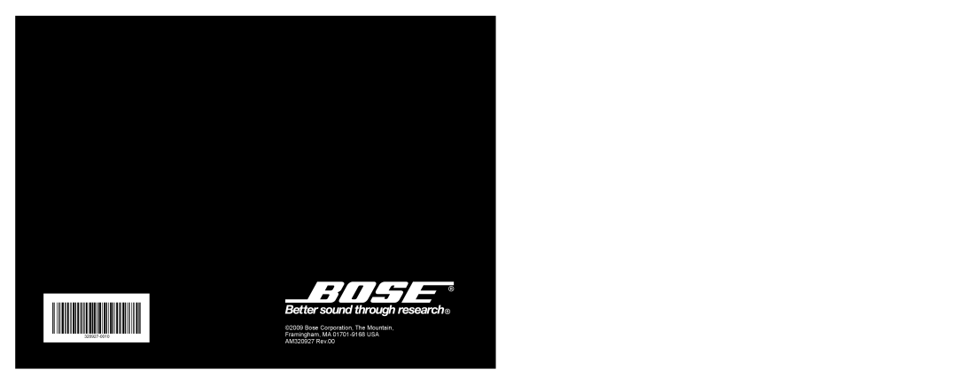 Bose manual Bose Corporation, The Mountain, Framingham, MA 01701-9168USA AM320927 Rev.00 