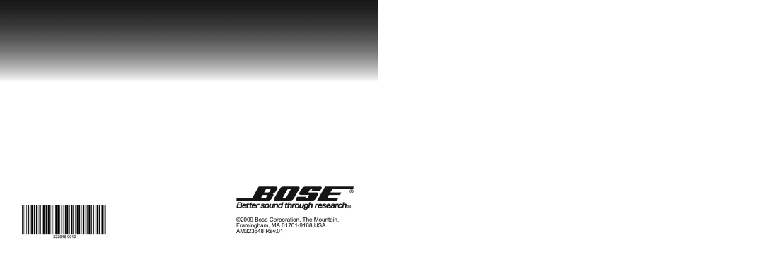 Bose manual Bose Corporation, The Mountain Framingham, MA 01701-9168 USA, AM323648 Rev.01 