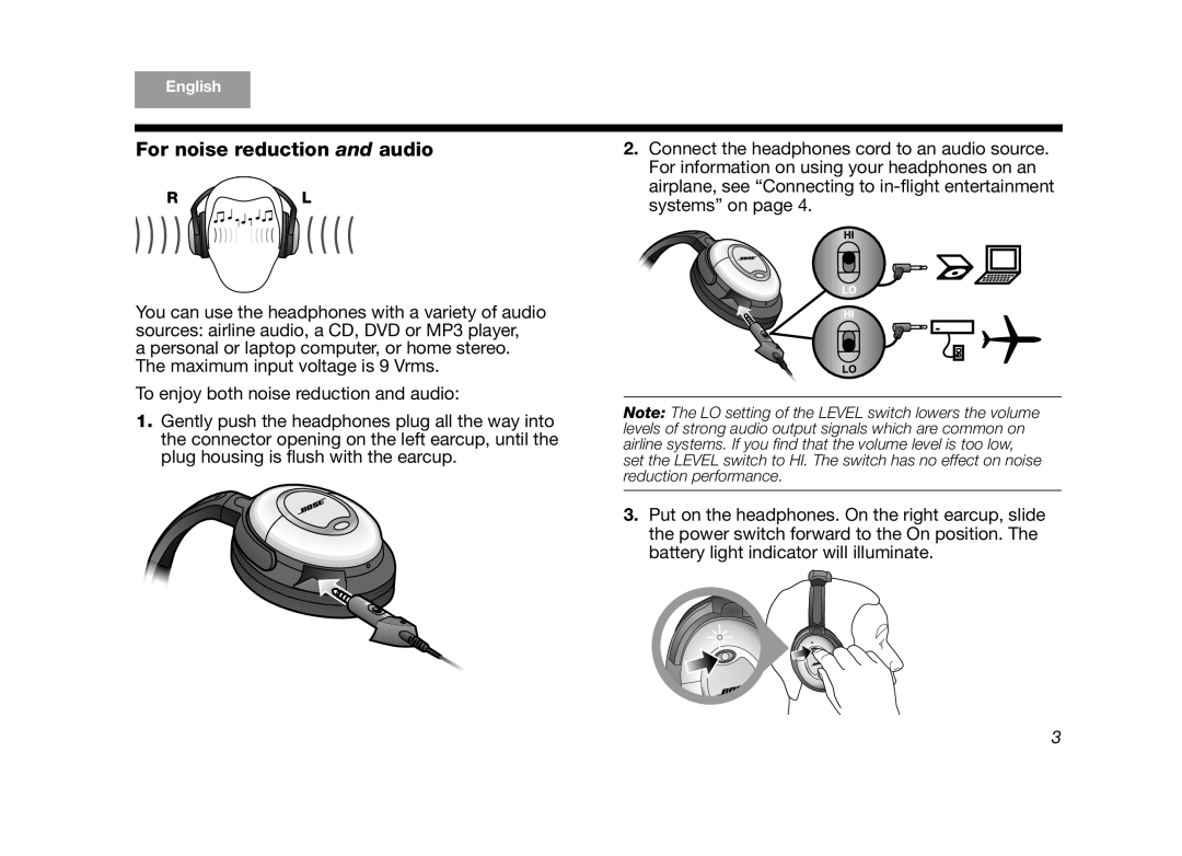 Bose AM323648 manual For noise reduction and audio 