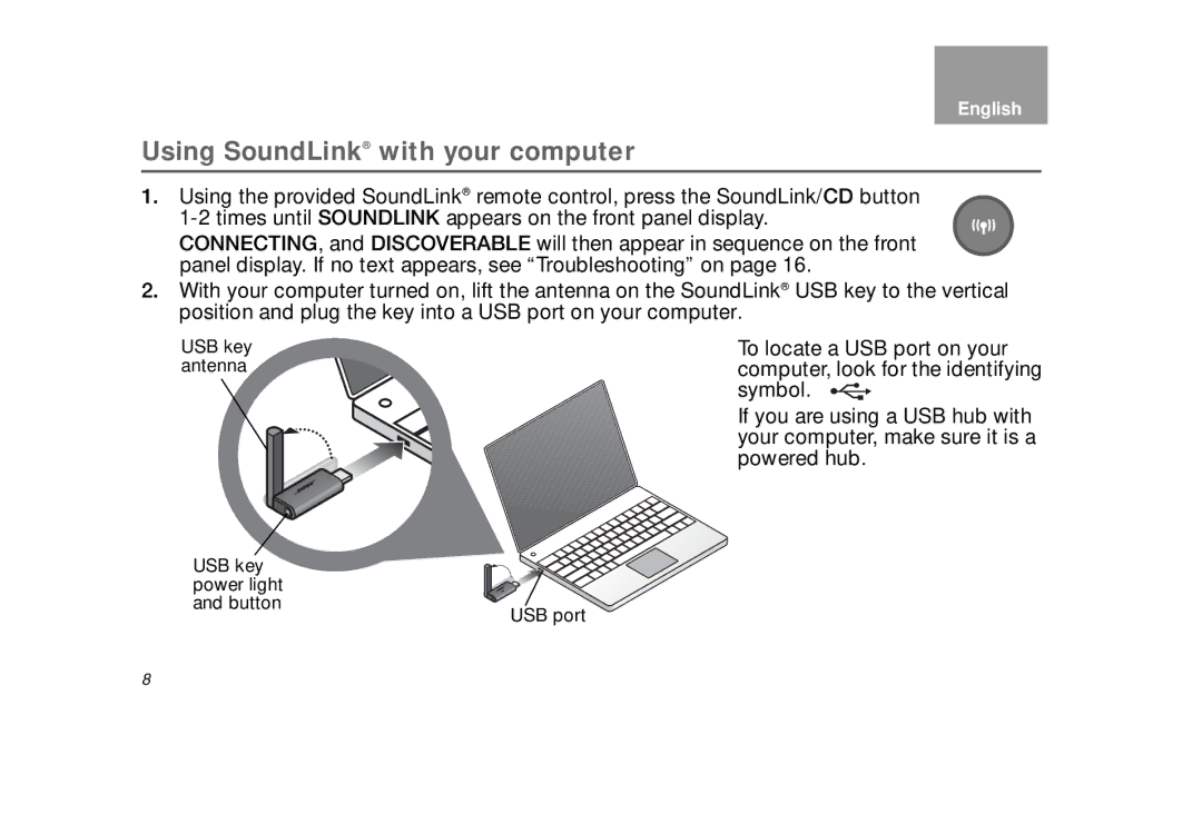 Bose AM323699 manual Using SoundLink with your computer 